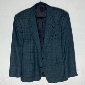 Vintage Moores Peruvian Alpaca Green Alpaca Wool Blend Plaid Blazer 42R